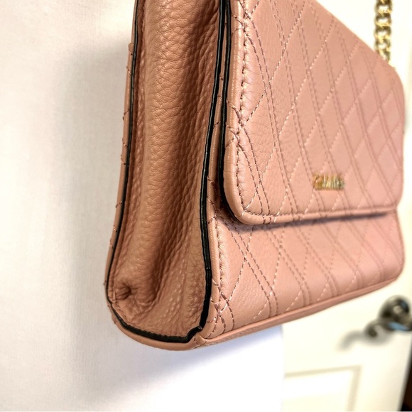 Calvin Klein Permanent Quilted Pebble leather Shoulder Bag flap rusted pink - Picture 5 of 14